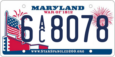 MD license plate 6AC8078