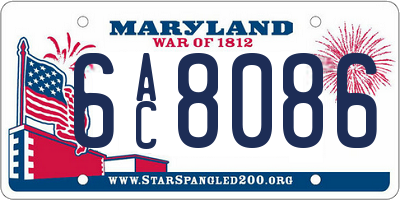 MD license plate 6AC8086