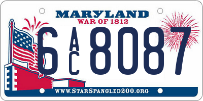 MD license plate 6AC8087
