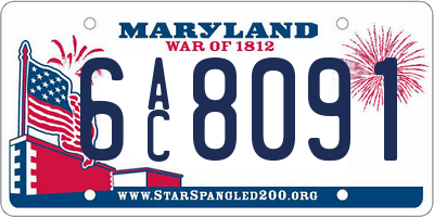 MD license plate 6AC8091