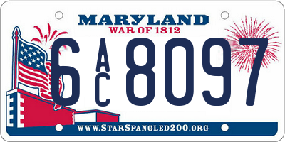 MD license plate 6AC8097