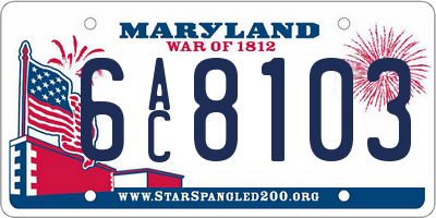 MD license plate 6AC8103