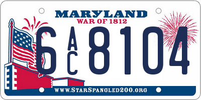 MD license plate 6AC8104