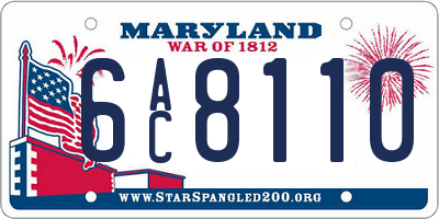 MD license plate 6AC8110