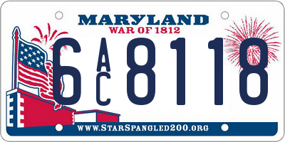MD license plate 6AC8118