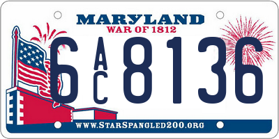 MD license plate 6AC8136