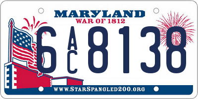 MD license plate 6AC8138