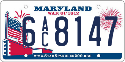MD license plate 6AC8147