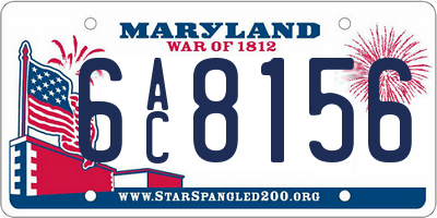MD license plate 6AC8156