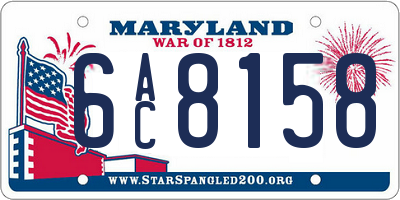 MD license plate 6AC8158