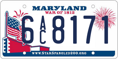 MD license plate 6AC8171