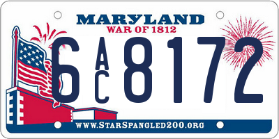 MD license plate 6AC8172