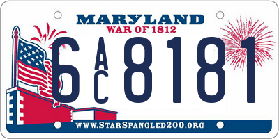 MD license plate 6AC8181