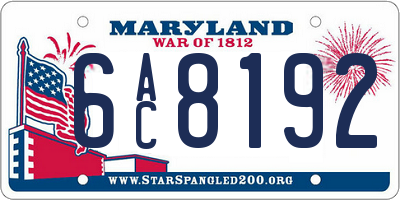 MD license plate 6AC8192