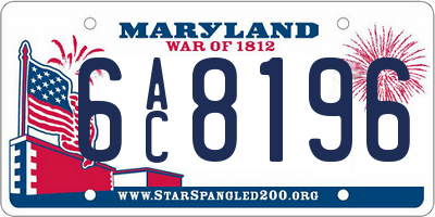 MD license plate 6AC8196