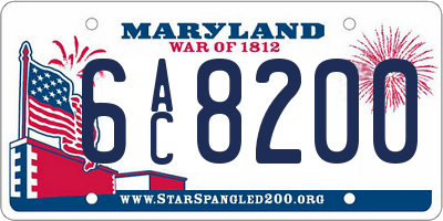 MD license plate 6AC8200