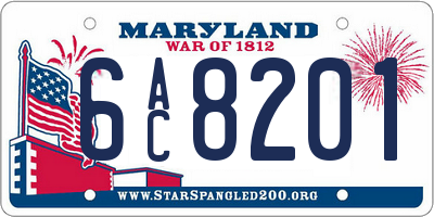 MD license plate 6AC8201