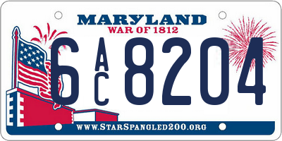 MD license plate 6AC8204