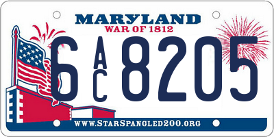 MD license plate 6AC8205