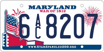 MD license plate 6AC8207
