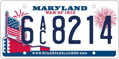 MD license plate 6AC8214