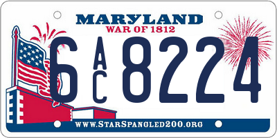 MD license plate 6AC8224