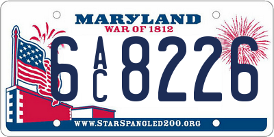 MD license plate 6AC8226