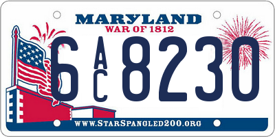MD license plate 6AC8230