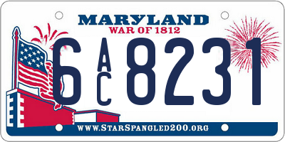 MD license plate 6AC8231