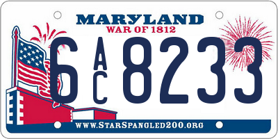 MD license plate 6AC8233