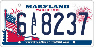 MD license plate 6AC8237