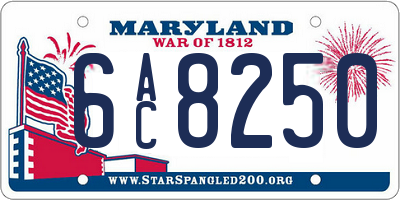 MD license plate 6AC8250