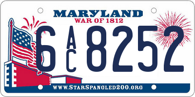 MD license plate 6AC8252