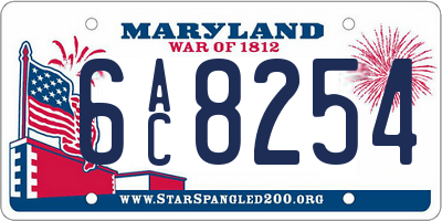 MD license plate 6AC8254