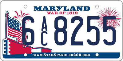 MD license plate 6AC8255