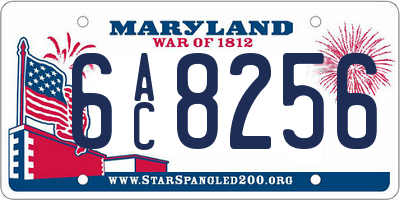MD license plate 6AC8256