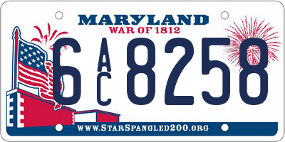 MD license plate 6AC8258
