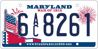 MD license plate 6AC8261