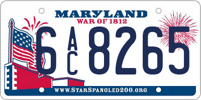 MD license plate 6AC8265