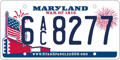 MD license plate 6AC8277