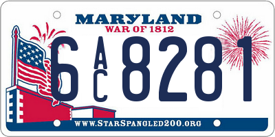 MD license plate 6AC8281