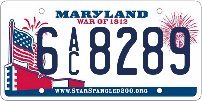 MD license plate 6AC8289