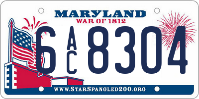 MD license plate 6AC8304