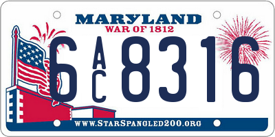 MD license plate 6AC8316