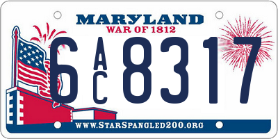 MD license plate 6AC8317