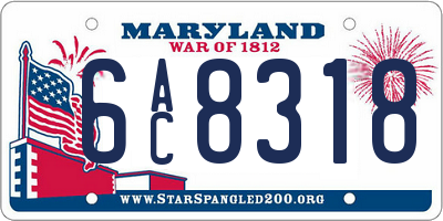 MD license plate 6AC8318