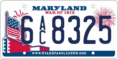 MD license plate 6AC8325