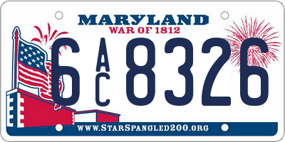 MD license plate 6AC8326