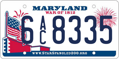MD license plate 6AC8335