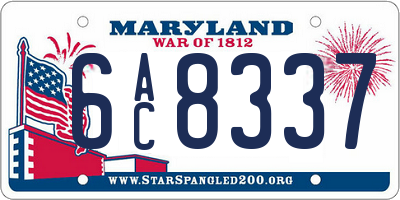 MD license plate 6AC8337